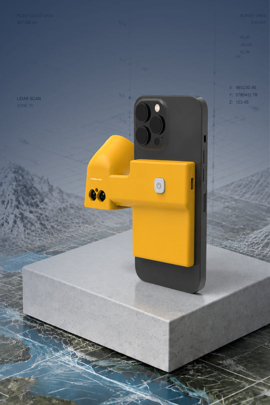 LiteSurvey Range mounted directly to an iPhone